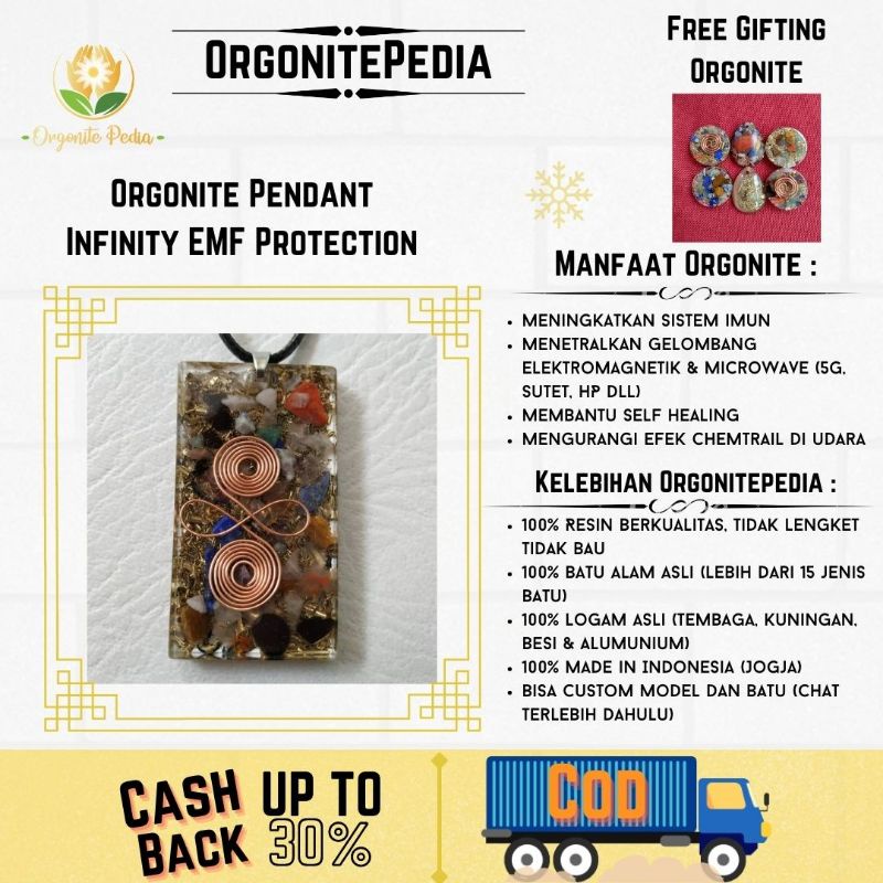 Kalung Orgonite Pendant Liontin Infinity Triskelion Khaleme Cyclone Berbagi Emf Protection Anti Radi