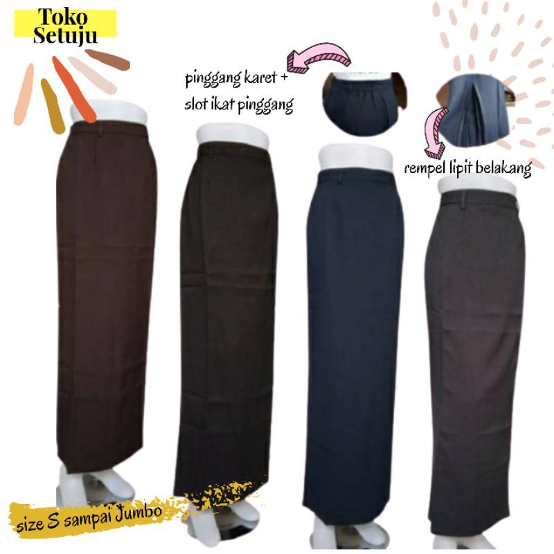 ROK SPAN ROK BAHAN EZRAZ ROK KERJA MODEREMPEL LIPIT BELAKANG