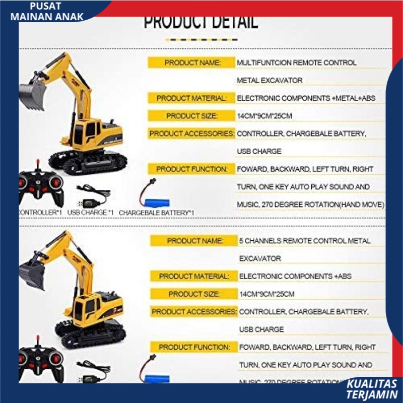 (PROMO) Heavy machine RC excavator crawler mainan mobil truk beco digger RC 1:24 remote kontrol CAS