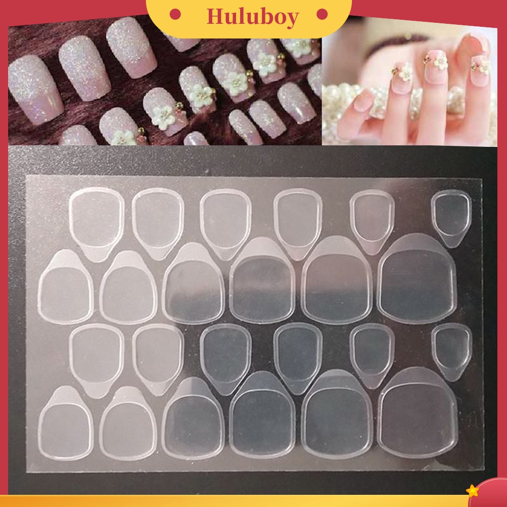 Huluboy Huluboy♡ 24 Pcs Double Tape Perekat Kuku Palsu Untuk Manicure