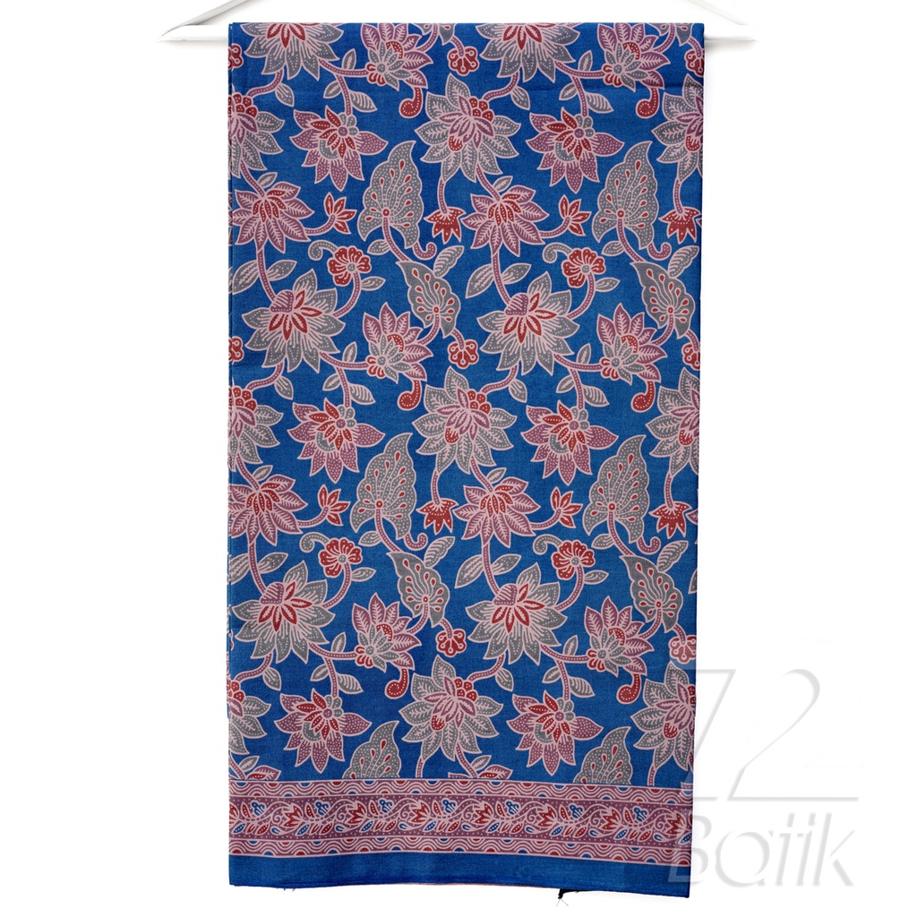 KAIN BATIK PREMIUM Bahan Katun Motif Kembang Taman Warna Biru Hijau Abu 726423 Cap 72 Jarik Jarit Samping Kebat Panjang Batik Katun Modern Premium Bahan Seragam Batik Pernikahan Kantor Keluarga Murah Kamen Jadi Batik Bali Lembaran