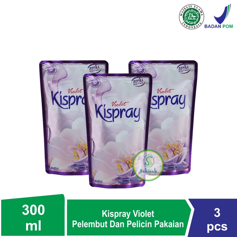 Kispray Violet Pelembut Dan Pelicin Pakaian 300ml- 3pcs