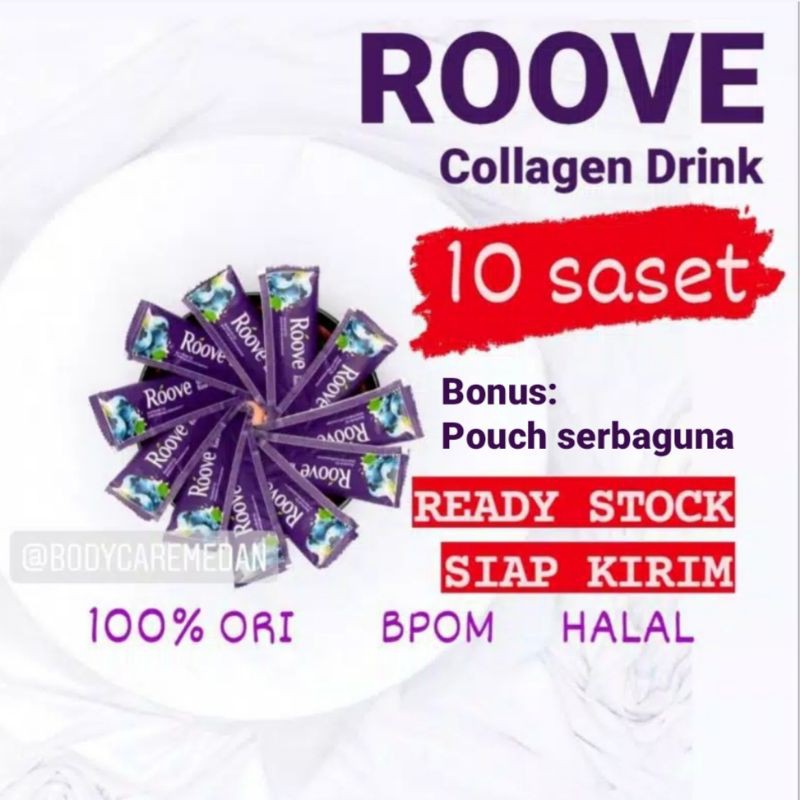COD Roove 10 sachet ECER Ready stock. 10sachet Minuman Kolagen (1sachet = 15gr). Readystock