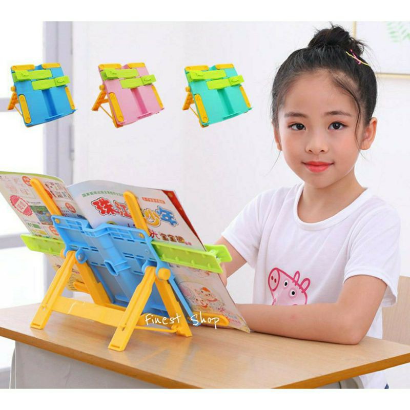 Penyangga Buku Bookstand Portable Lipat Sandaran Buku Belajar Anak Pegangan Ipad HP Handphone Holder