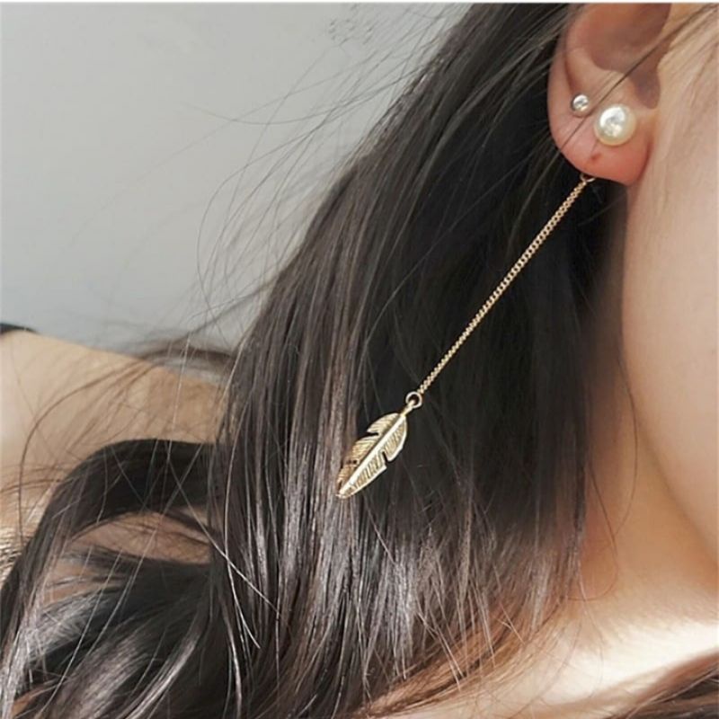 -KUSEI anting anting panjang daun gold 13