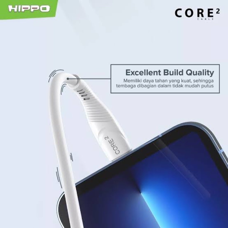 Kabel Data Hippo Micro Usb Support Fast Charging 2.1A Quallcomm 3.0 Original hippo Core2