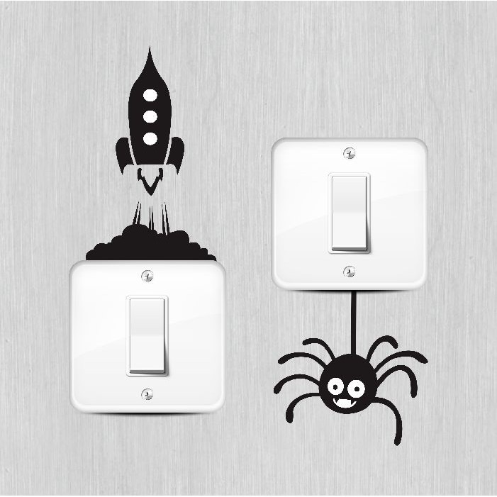 

Stiker Saklar lucu roket dan spider
