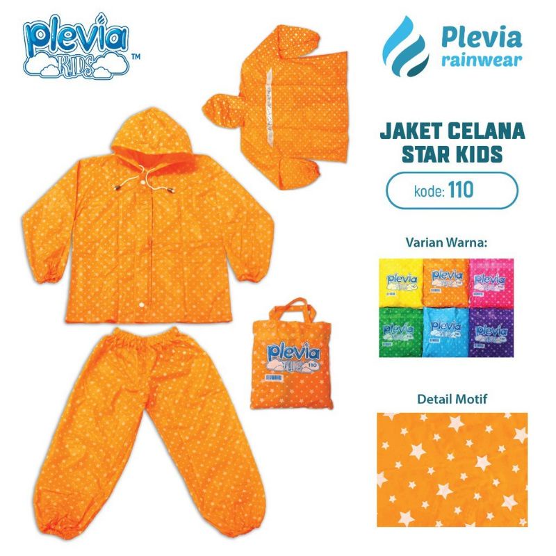 Jas Hujan Anak Jaket Celana 110 STAR KIDS 4-6Thn PLEVIA - Mantel Mantol Anak Cewek Cowok