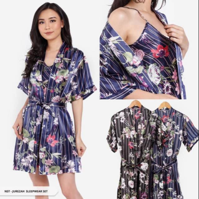 Kimono satin baju tidur