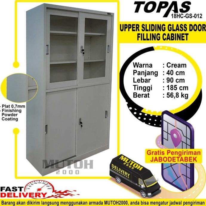 

[[COD]] Lemari Arsip Lemari Besi Filling Cabinet 2 Kaca 2 besi TOPAS GS-012 TERBARU Kode 537