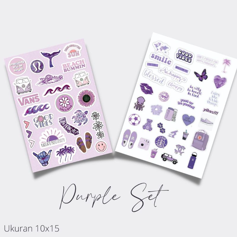 

sticker pack purple edition stiker aesthetic serba ungu untuk journaling