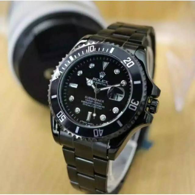 jam tangan FASHION elegan pria Rolex submariner model abadi Full Black