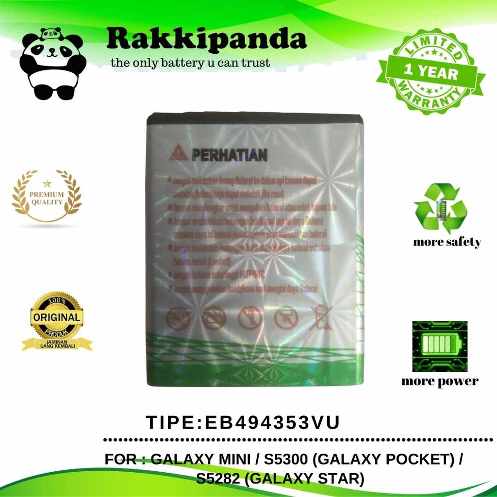 R/K- RakkiPanda - EB494353VU Samsung S5570 Galaxy Mini / S5300 Pocket / S5282 Star / S5250 Wave Batre Batrai Baterai