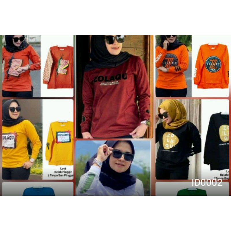 hijab style(terbaru) kaos premium wanita lengan panjang terkini/atasan motif zolaqu