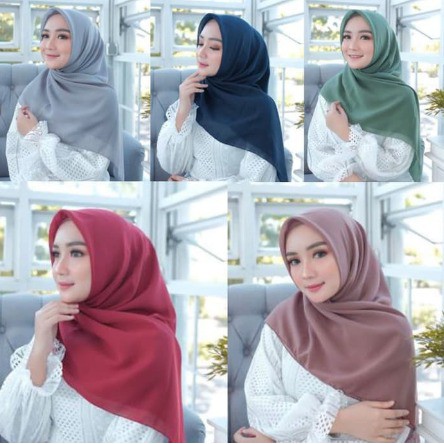 Kerudung Segiempat Polos BELLA SQUARE Hijab Pollycotton Jilbab Bela Murah