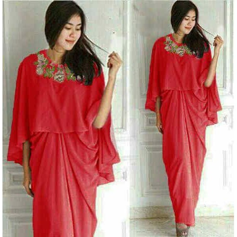 Dres YKK Kaftan Syahnaz Merah Cabe | Baju Dress Wanita  ER-346