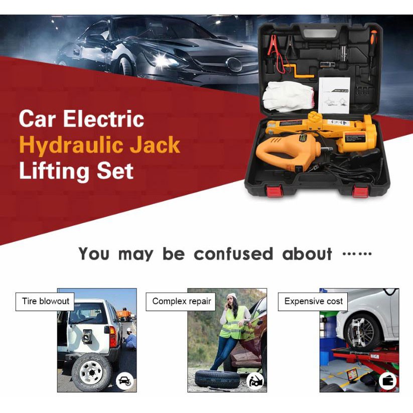 JINYUN TIANYANG Set Dongkrak Mobil Elektrik Hidrolik Portabel 12V 2 Ton - ROGTZ