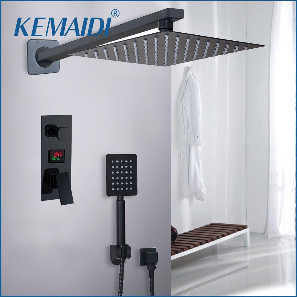 Kemaidi Bathroom Shower 2 Functions Black Digital Shower Faucets Set Rainfall Shower Head 2 Way Shopee Indonesia