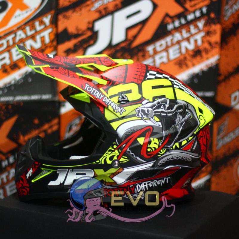 HELM JPX CROSS_FOX1 SERI X16 - FLUO YELLOW DOFF + GOOGLE SNAIL (ONGKIR 2 KG) HELM JPX TERBARU