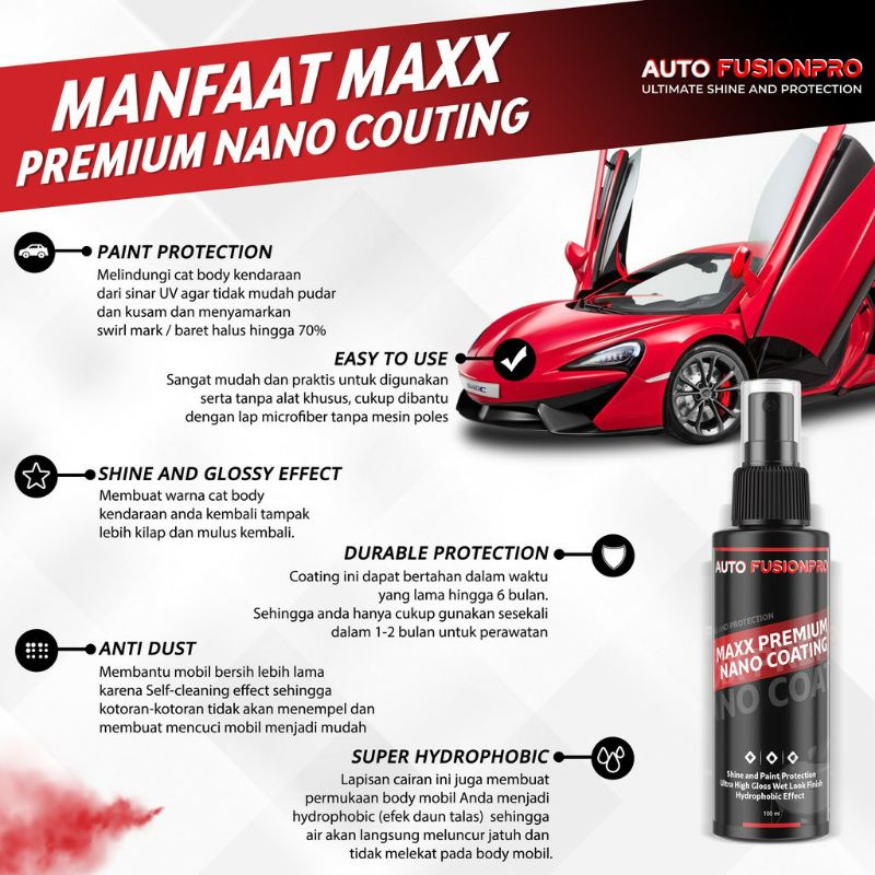 AUTO MAXX FUSHION PRO MAXX PREMIUM NANO COATING CAR CARE EXTERIOR CAR DETAILING PERAWATAN BODY MOBIL