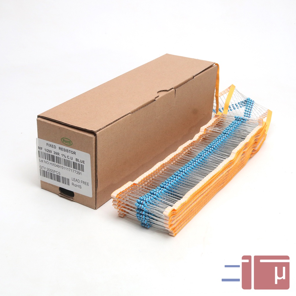 x10 Resistor 39R 39 Ohm 1/2W Metal Film 1% Taiwan Kaki Tembaga