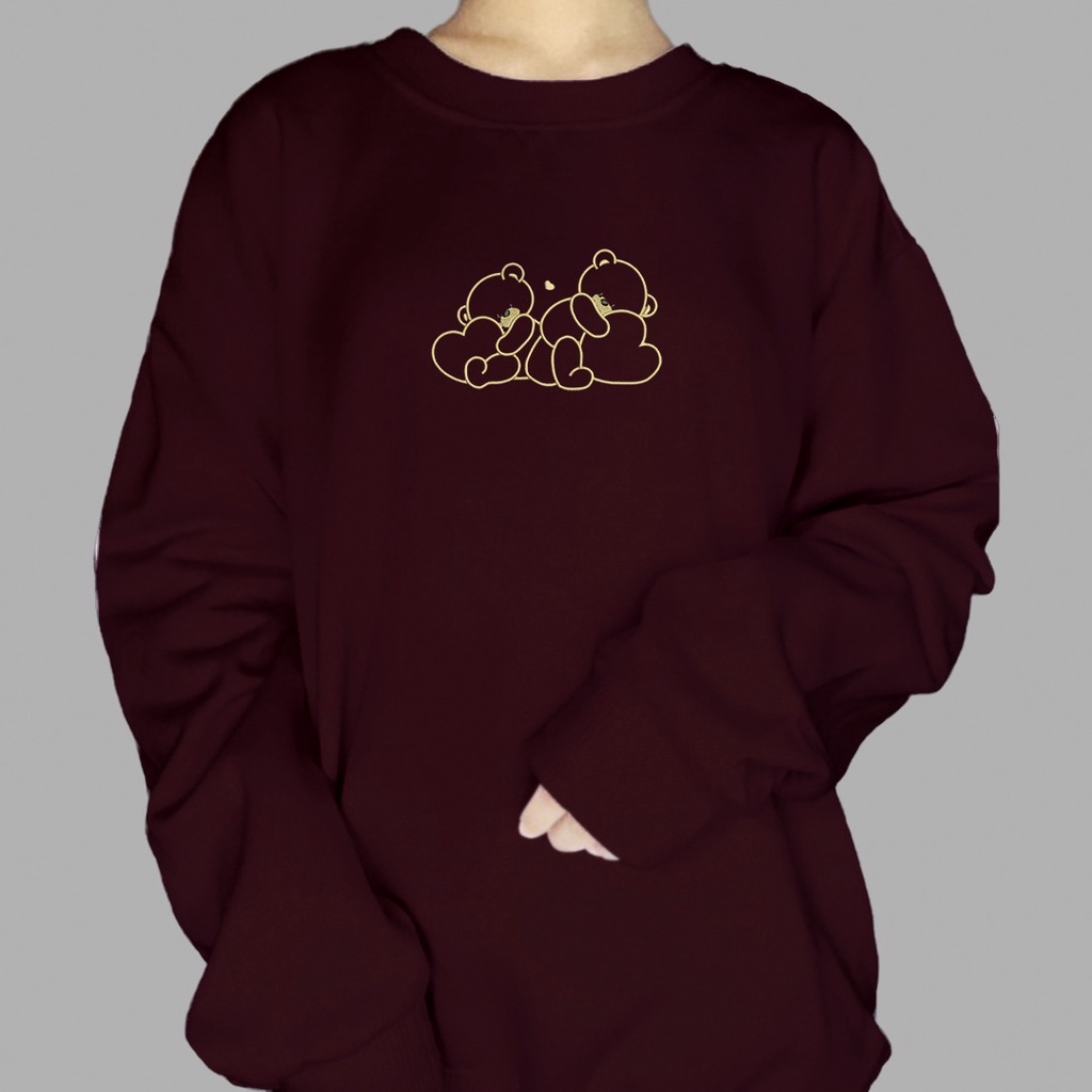 BORDIR CREWNECK SWEATER BEAR OF HAPPINESS SWEATER PREMIUM