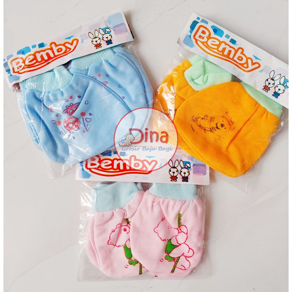 1 lusin sarung tangan kaki bayi BEMBY / OBY MOTIF perlengkapan bayi baru lahir