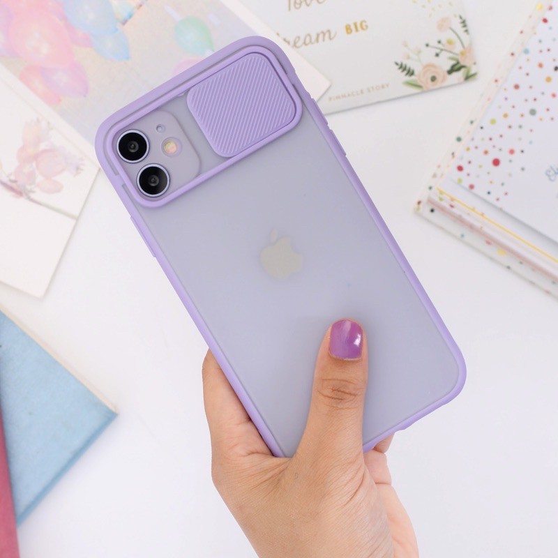 Transparant Slide Camera Protection Soft Case Lens Cover iPhone 11 XS X XR 6+ 7+ 8+ SE 6 7 8 PRO MAX-TS Lilac