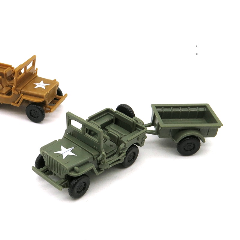 Wwii Willis Jeep Model Off road 4D 1 / 72 Serbaguna Dengan Trailer Sand Table