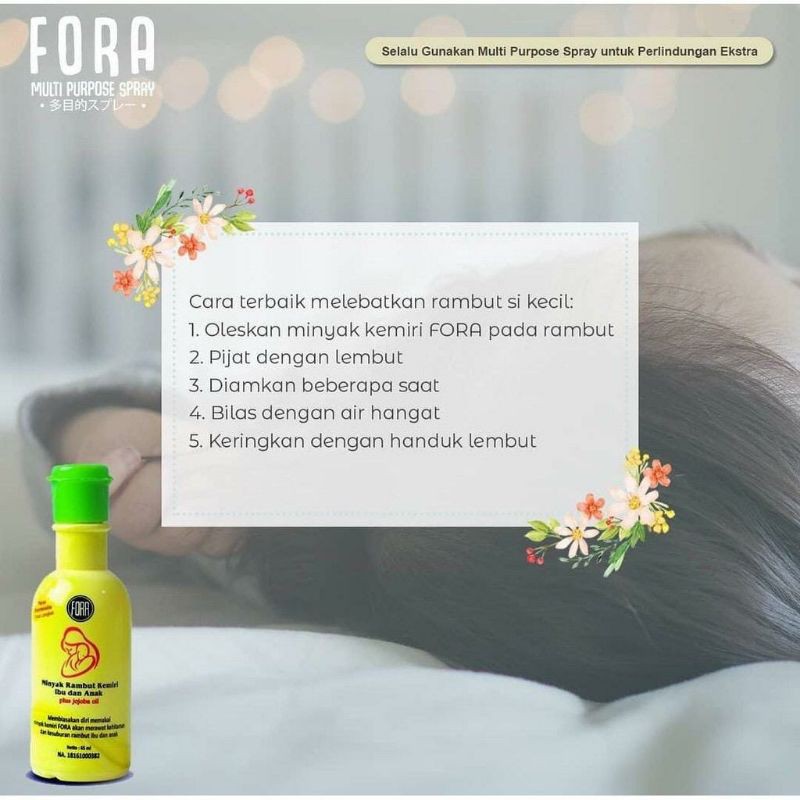 Fora Minyak Kemiri Murni + Jojoba Oil Penumbuh Rambut dan Alis FORA - Fora Dewasa Anti Ketombe Rontok Vitamin Rambut Penyubur Rambut