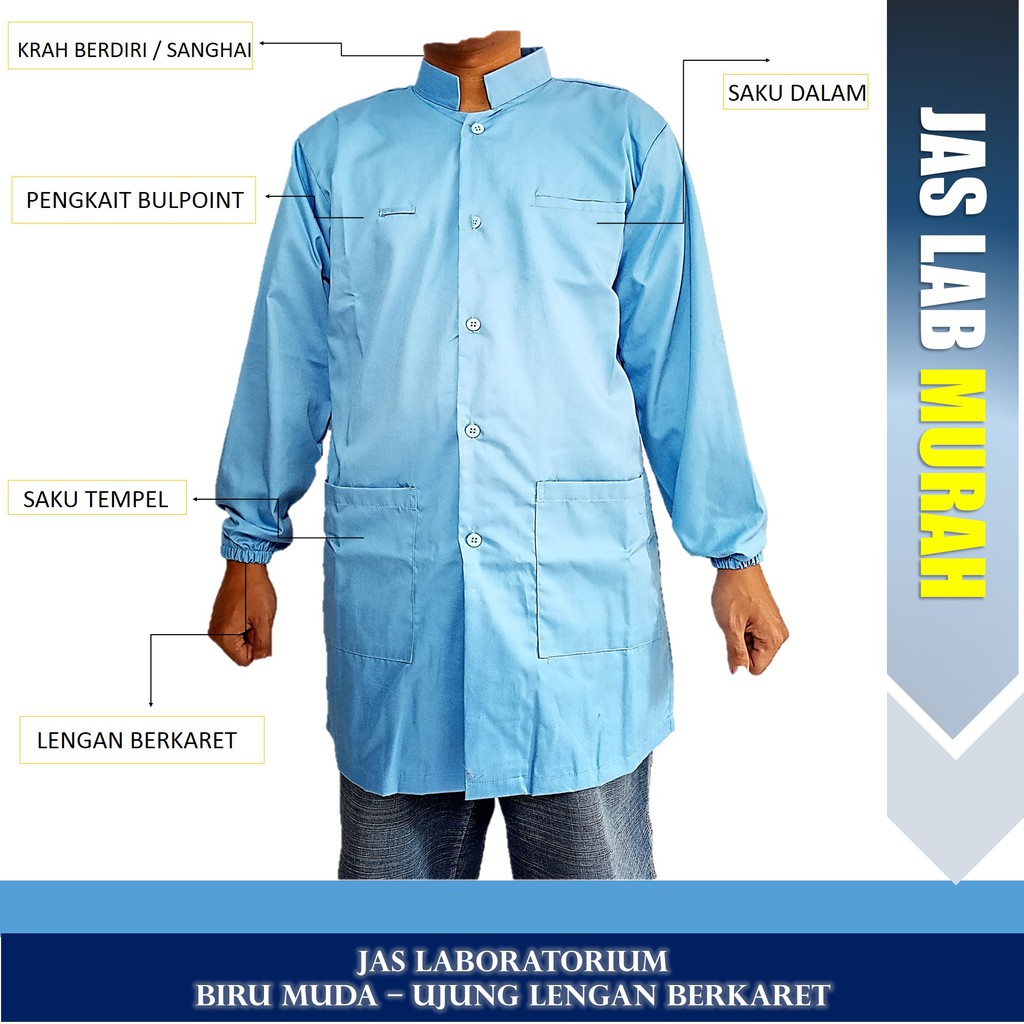 Jas Lab Laboratorium Lengan Panjang Non Pendek Bisa Wanita Baju Disposable Warna Biru Muda Murah