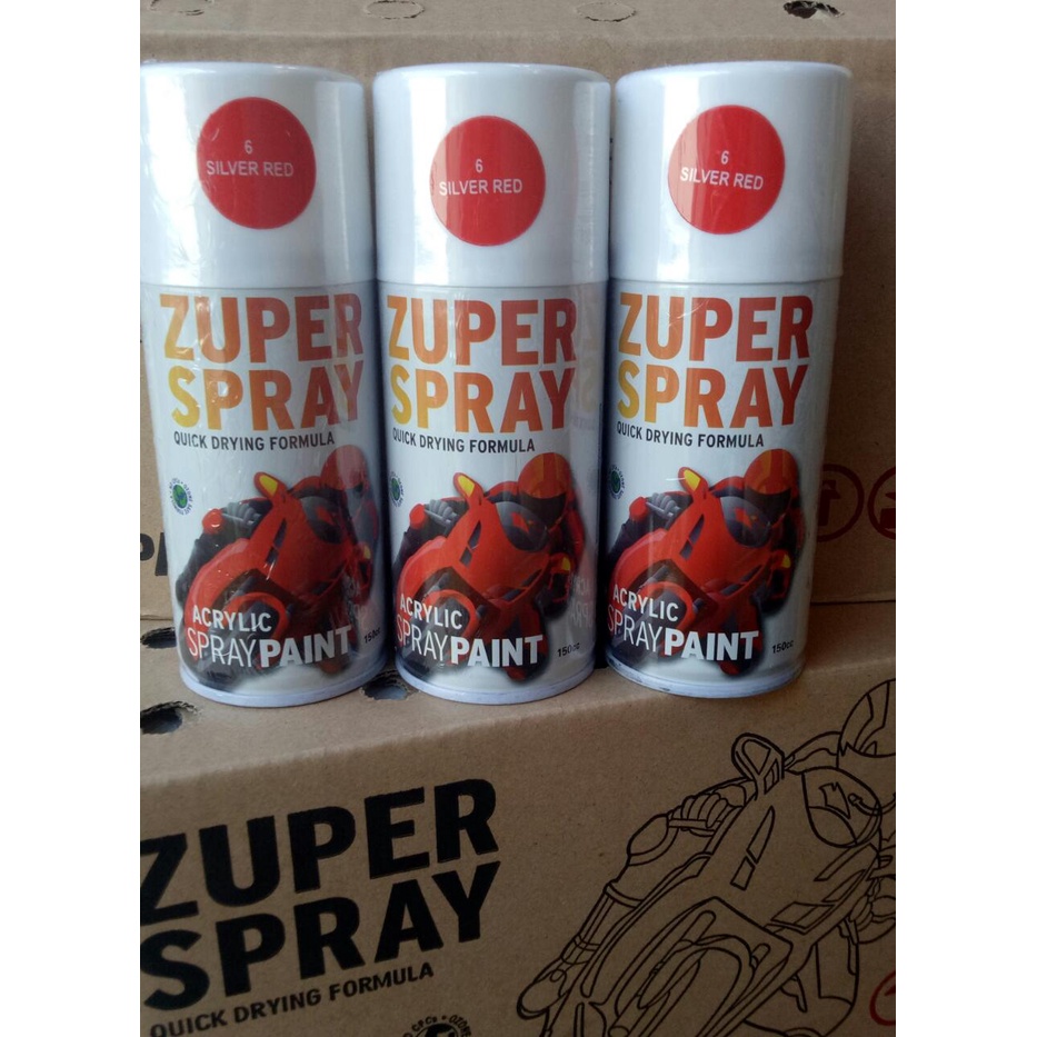 cat semprot pilok pilox zuper silver red 6 150cc zuper spray silver red p6 150cc