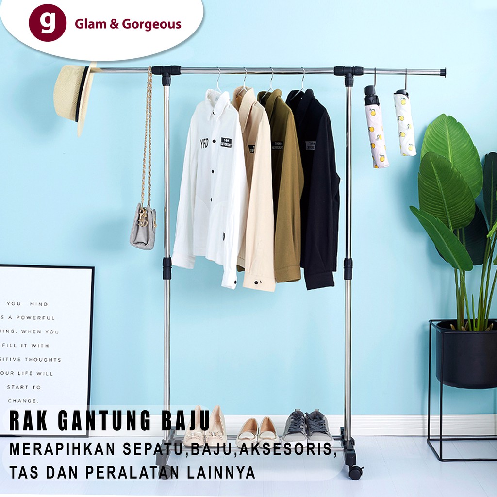 Rak Gantung Baju Stand Hanger Modern Serbaguna Rak Gawang Gantungan Pakaian Praktis GHR002