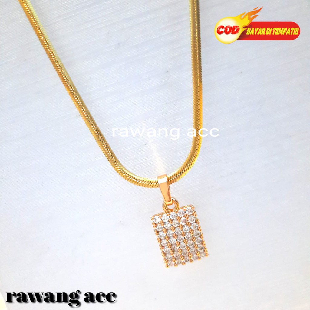 Kalung Titanium Fashion Wanita Gold Belut Plus Liontin Anti Karat Selamanya