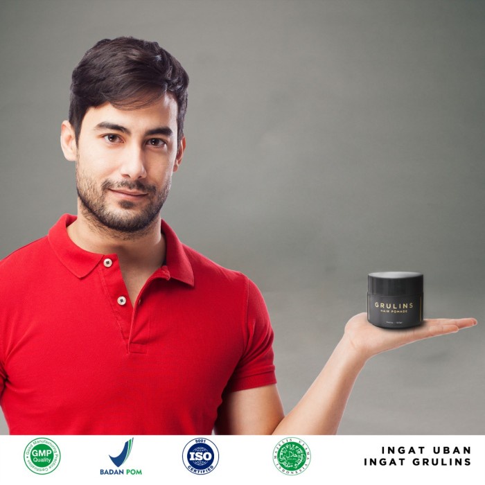 774tgre Grulins Pomade Cream Rambut Penghitam Anti Uban Alami Fr50F1R