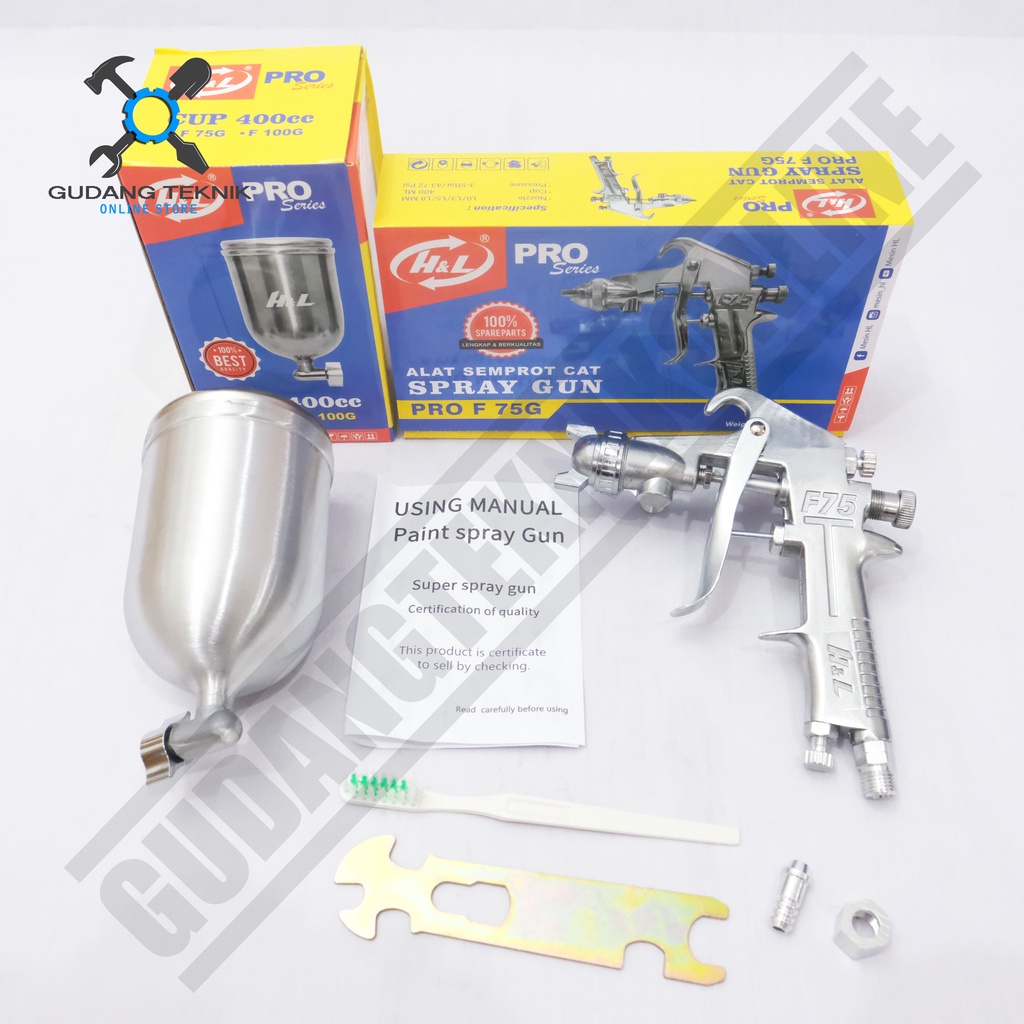 Spray Gun H&amp;L F75G Tabung Atas / Alat Semprot Cat Tabung Atas HNL F 75G - Spraygun Cat HL 75