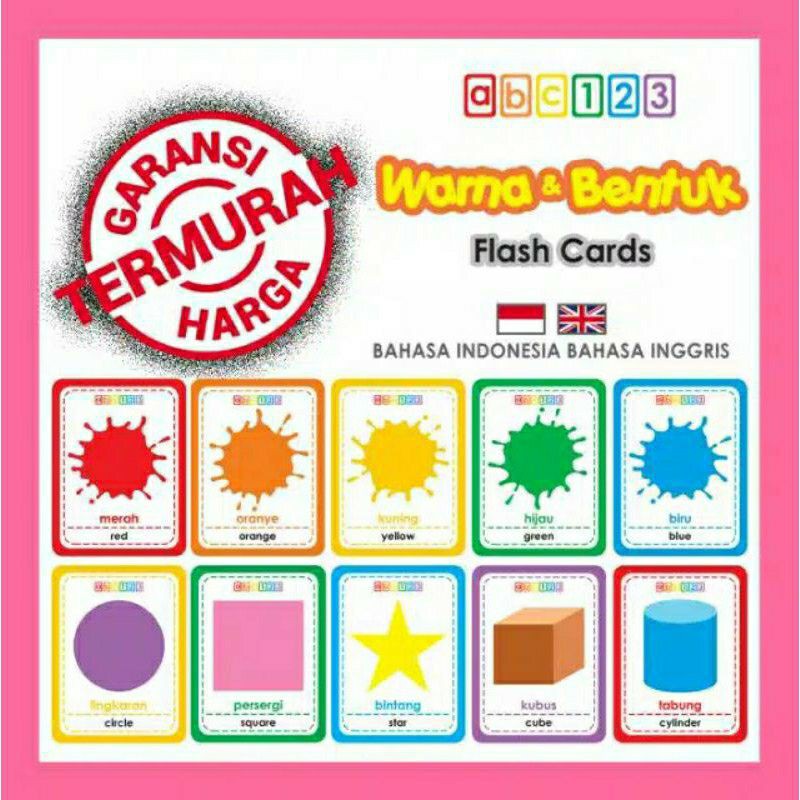 Jual D2 Flash Cards Gambar Buah Binatang Warna Bentuk Kartu Belajar