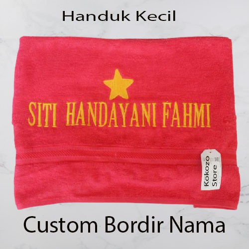 BIKIN NAMA Handuk kecil BORDIR CUSTOM buat di tas buat Olahraga atau lap keringat 30x70cm