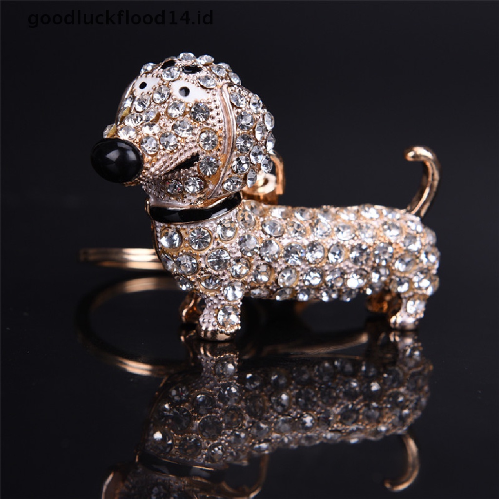 [OOID] Bling Crystal Dog Dachshund Keychain Purse Pendant Car Holder Key Ring Nice New ID