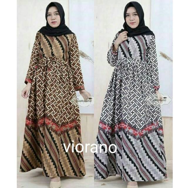 Gamis Long Dress Arafah Batik Muslimah Resleting Depan