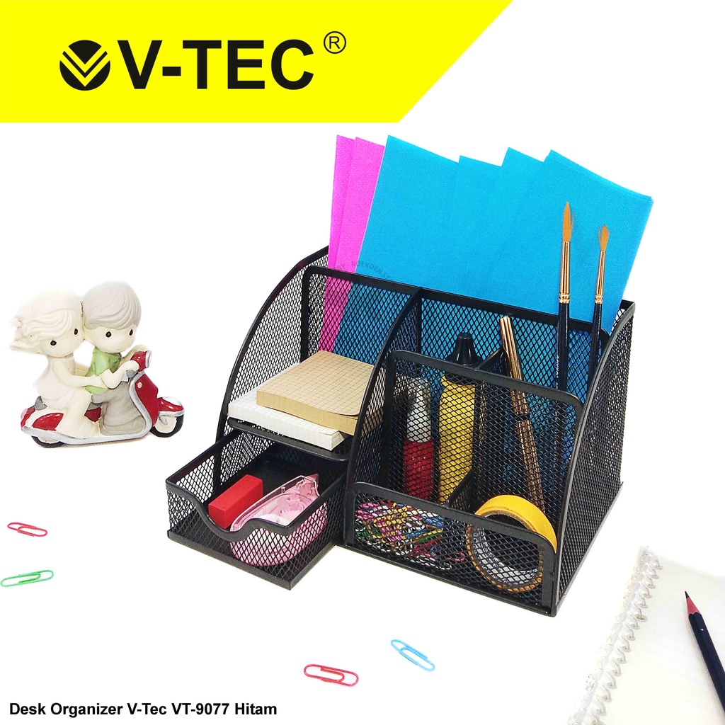 

V-Tec Organizer Desk Set VT-9077 Hitam -Kotak Tempat Alat Tulis Storage