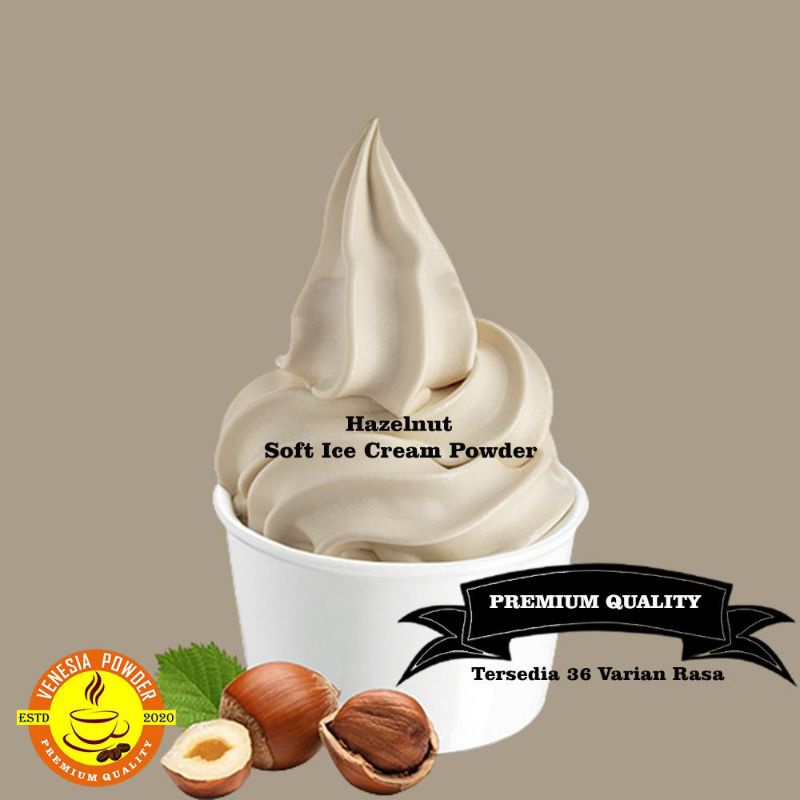 

SOFT ICE CREAM RASA HAZELNUT TERLARIS 1KG-BUBUK ES KRIM HAZELNUT 1KG-BUBUK ES KRIM