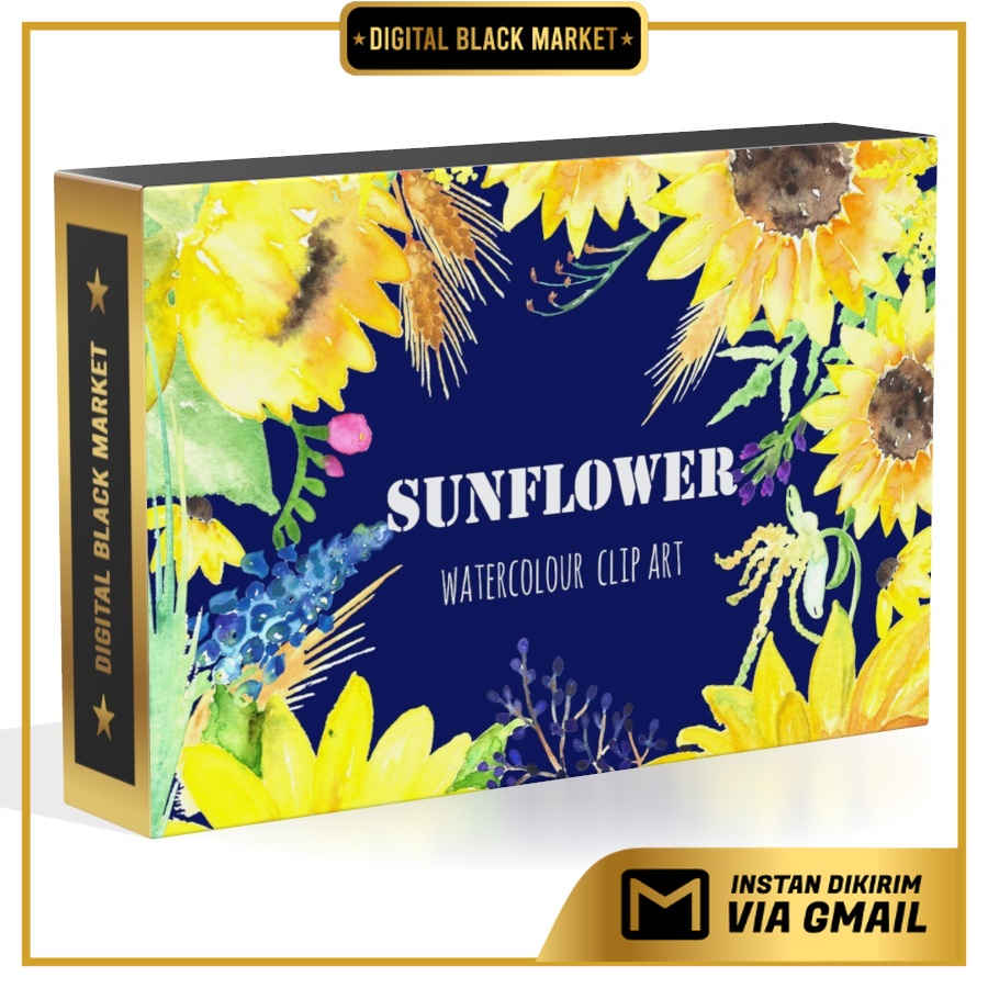 Sunflowers Gold Water Color Clipart - JPEG Ultra HD