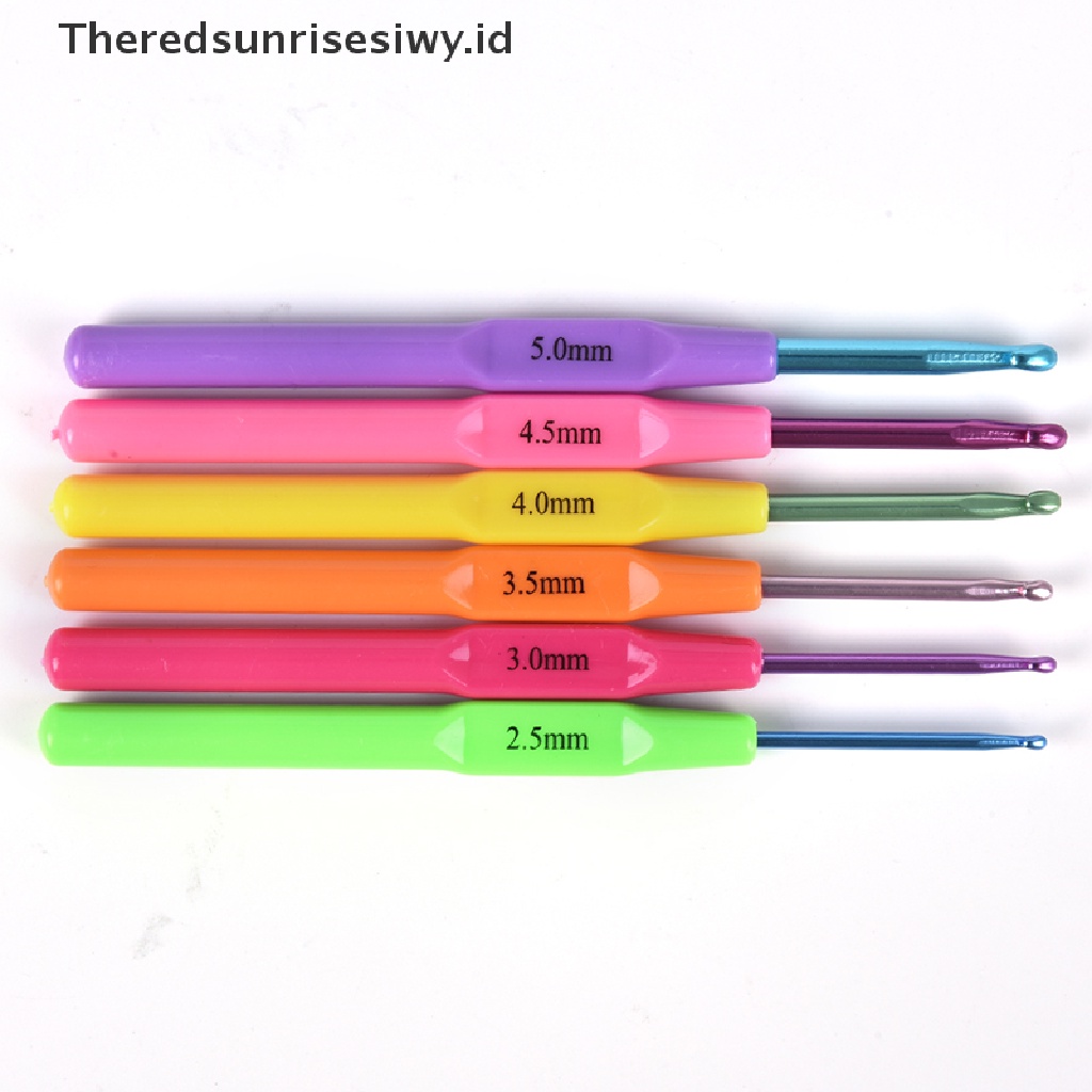 (Theredsunrisesiwy.Id) 6pcs / Set Jarum Rajut Multifungsi Bahan Aluminum Dengan Gagang Plastik