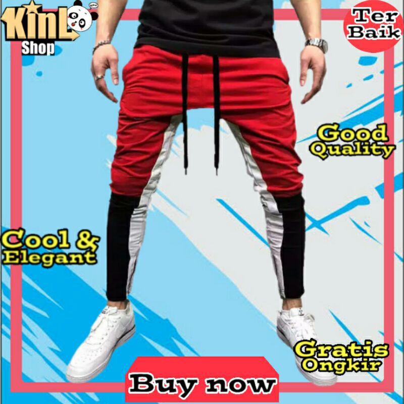 PROMO Celana panjang jogger cowok joger pria dewasa olahraga sport training keren terbaru COD JK 117
