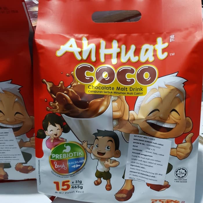 Ah Huat Coco Chocolate Malt Drink 15sachet Ah huat Malt coco prebiotik