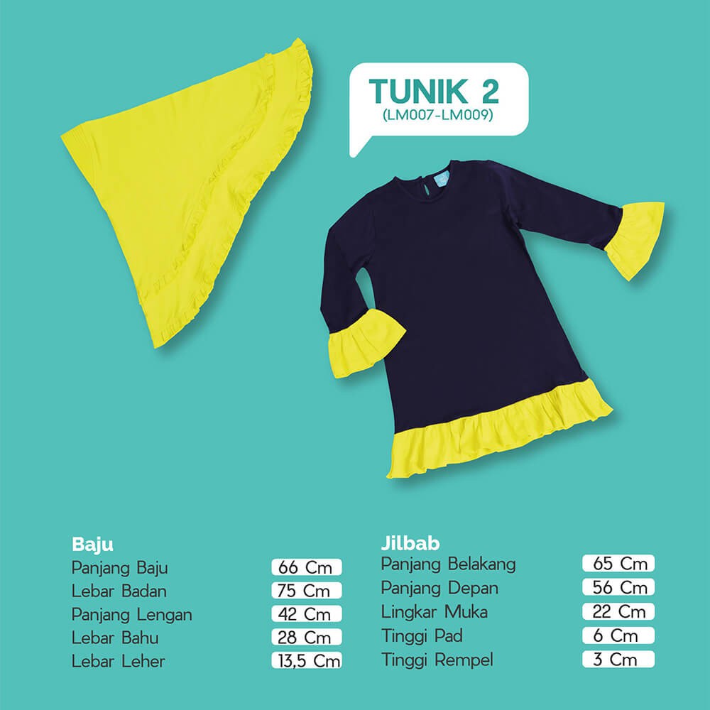 Set Tunik Anak Afrakids &amp; Jilbab - Little Muslim AFRA - LM009 - Baju Muslim Anak Perempuan