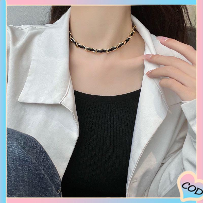 COD❤️Gelang Kalung Kepang Kulit Chian Retro High-end Fashion Wanita-A.one