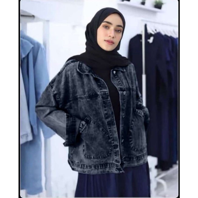 JAKET JEANS OVER SIZE SEOM BALONI OOTM OOTFD