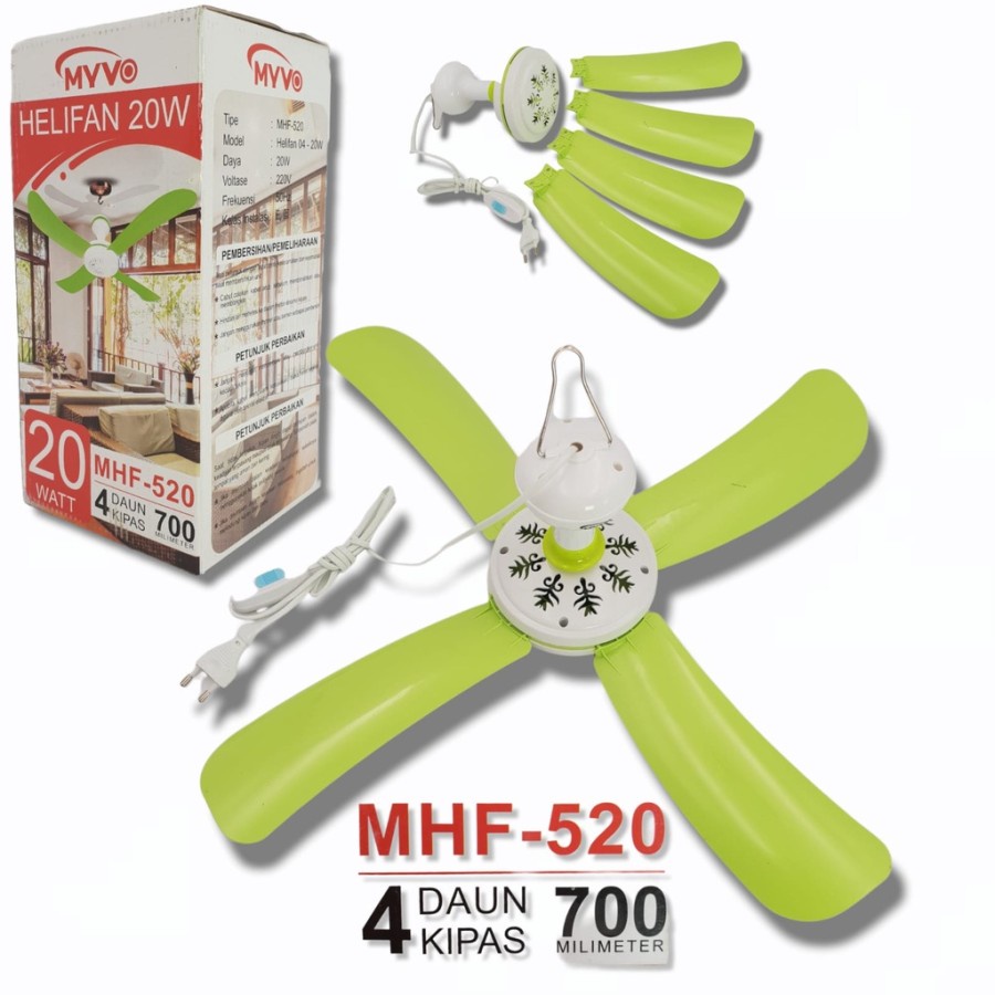 KIPAS ANGIN GANTUNG MYVO HELIFAN 4 BALING 20W 20WATT JUMBO BESAR HELIFAN